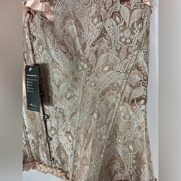 NWT alivila y fashion rose gold paisley corset size 5XL - Picture 2 of 11